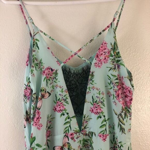Adelyn Rae Spaghetti Strap Green Floral Slip XS - Picture 5 of 8